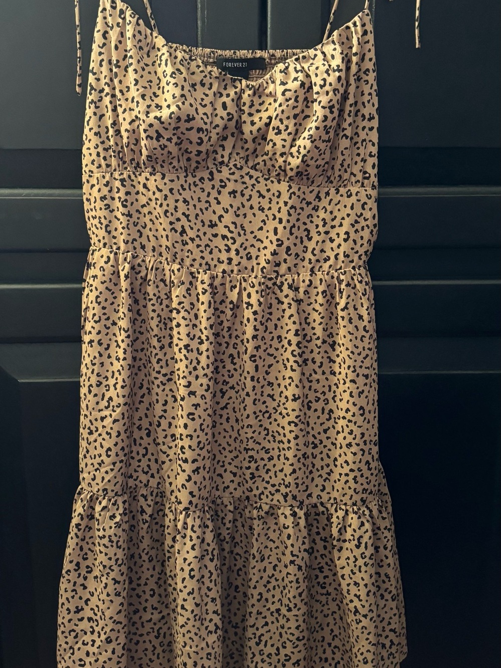 Forever 21 Beige Mini Dress with Black Leopard Print